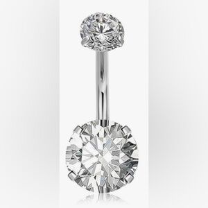 NWT 14G 316L Stainless Steal Sparkly Diamond Belly Button Ring - Hypoallergenic